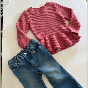 Adorable 2 piece outfit, sweater and jeans, size 2T